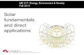 Solar fundamentals and direct applications · Average solar energy in U.S. Mechanical Engineering ME217 Energy, Environment & Society Fundamentals & di t li ti 9/39 The solar engineer's