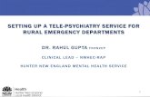 SETTING UP A TELE-PSYCHIATRY SERVICE FOR ...SETTING UP A TELE-PSYCHIATRY SERVICE FOR RURAL EMERGENCY DEPARTMENTS DR. RAHUL GUPTA FRANZCPCLINICAL LEAD – NMHEC -RAP HUNTER NEW ENGLAND