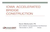 IOWA ACCELERATED BRIDGE CONSTRUCTION...Precast Pier Columns Modular Units UHPC Joints Grouted Splice Couplers Total Project Bid $2,658,823.35 Bridge Unit Cost* $161/SF ABC Contract