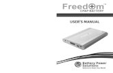 FREEDOM MANUAL 217 - SecondwindCPAP, LLC€¦ · The Freedom TM CPAP Battery is intended to provide external battery power to PAP (positive airway pressure) devices when AC power
