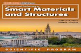 internatinal Conference on Smart Materials and Structures · 2018. 6. 12. · SCIENTIFIC PROGRAM DAY 1 Monday, 2nd July 08:30-09:00 Registrations 09:00-09:30 Introduction 09:30-09:50