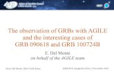 The observation of GRBs with AGILE and the …...< 0.7 MeV 0.7 – 1.4 MeV 1.4 – 2.8 MeV > 2.8 MeV GRB 090618 Cyg X-1 GRB 090618 compared with Cyg X-1 in the orbital image