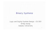 Binary Systems - Sabancı Üniversitesipeople.sabanciuniv.edu/erkays/cs303/ch01.pdf · 2004. 10. 5. · Binary Numbers - 1 • Internally, information in digital systems is of binary