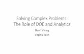 Solving Complex Problems: The Role of DOE and Analytics · 2019. 6. 28. · •Data Acquisition –Applied Statistics (AS), Data Science (DS), Eng. •Data Exploration –AS, DS •Modeling