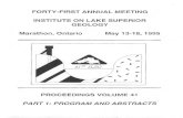 FORTY-FIRST ANNUAL INSTITUTE ON LAKE SUPERIOR GEOLOGYflash.lakeheadu.ca/~pnhollin/ILSGVolumes/ILSG_41_1995_pt1_Marat… · Marathon, Ontario May 13-18, 1995 Organizing Committee General