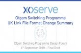Ofgem Switching Programme UK Link File Format Change …...Sep 04, 2019  · • Changes to file formats for retained switching processes to be minimised and only updated where essential.