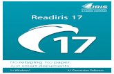 Readiris 17 - irislink.com · Per ulteriori informazioni su Readiris, aprire il menu Guida. Troverete video "Guida introduttiva", una Knowledge Base, I'assistenza I.R.I.S., ecc. ...