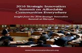 2016 Strategic Innovation Summit on Affordable Communities The 2016 Strategic Innovation Summit on Affordable