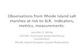 Observations from Rhode Island salt marshes at risk to SLR ... Narrow... · – RISMA: 2 units moderate, 3 units poor – SMI score ranged from 0.344 – 0.584 • Maidford River