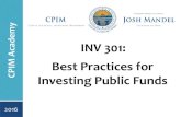 INV 301: Best Practices for Investing Public Fundstos.ohio.gov/CPIM/Files/CourseDocuments/1331-2016...2016 my. Ryan Nelson Ryan Nelson, CFA Managing Principal & Portfolio Manager RedTree