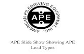 APE Slide Show Showing APE Lead Types - American Piledriving Lead Types.pdf · APE Slide Show Showing APE Lead Types. APE/Richardson 26 inch leads. APE New Style Leads. APE New Style