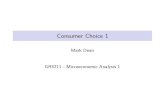 Consumer Choice 1md3405/Choice_MA_Consumer_2_17.pdf · Hicksian Demand and the Expenditure Function The dual problem allows us to de–ne two new objects The Hicksian demand function