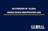 AN OVERVIEW OF GLOBAL UNIQUE DEVICE IDENTIFICATION (UDI) · UDI-DI (Device Identifier) UDI-PI (Production Identifier) The UDI-DI is a unique numeric or alphanumeric code specific