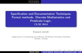 Speci cation and Documentation Techniques: Formal methods ...se3ra3/2016/LN18-2016.pdf · Last few lectures Formal Methods Speci cation and Documentation Techniques: Formal methods.