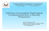 Presentation: Defining Unacceptable Radiological ... · Vienna, Austria 9—13 July 2018 . Background • The Code of Conduct on the Safety and Security of Radioactive Materials (2004)