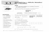2.1 Multiplying a Whole Number by a Fraction · 2008. 10. 3. · Use repeated addition to multiply fractions by whole numbers. terms numerator denominator 1 2 The denominator tells