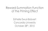 Reward-Summation Function of the Priming Effect · Reward-summation function Pulse Frequency (Hz) Unprimed es) Primed 100 0 0 350 18 (Gallistel et al., 1974)