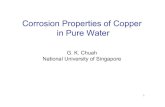 Corrosion Properties of Copper in Pure Water...1) Copper as Catalyst – Water-gas shift – Methanol synthesis 2) Sifting through the evidence: Overview of corrosion experiments –