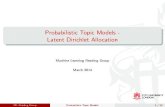 Probabilistic Topic Models - Latent Dirichlet Allocation€¦ · Latent Dirichlet allocation. Journal of Machine Learning Research 3:993-1022, 2003. MLReadingGroup ProbabilisticTopicModels