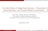 The Real E⁄ects of Hedge Fund Activism: Productivity, Asset … · 2017. 8. 11. · Hedge fund activism data All hedge fund activism events over 1994-2007. ŒMostly from Schedule