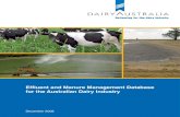 Efﬂ uent and Manure Management Database for the Australian Dairy Industry · 2015. 11. 27. · The Australian dairy industry has changed dramatically since deregulation in 2000,