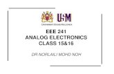 EEE 241 ANALOG ELECTRONICS CLASS 15&16 - ee.eng.usm.my · 3 At node C 2: To determine R O: When v i =0, then v 1 =0. Hence, g m1 v 1 =0 i =g v +i t m2 2 ro2 t ro2 2o2 t2t m2 2 o2