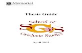 Thesis Guide - Memorial University of Newfoundland · Thesis text Introduction and Overview Co-authorship Statement Chapters (research papers) Summary Bibliography and References
