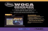 4996-WOCA cleaning instructions A4 sheet x 2 (1407) · WOCA DENMARK NATURAL SOAP A specialised vegetable based and emission free product for lighter floors. Apply once a week, or
