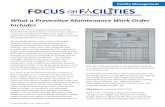 What a Preventive Maintenance Work Order Includes · Focus on Facilities: What a Preventive Maintenance Work Order Includes cont. this unit. Also, a safety requirement is the use