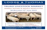 MARKET REPORT & WEEKLY NEWSLETTER...Limousin x to 218p (657kg) for Messrs. W.T. Bryant & Sons of St. Martin, Helston Limousin x to 217p (607kg) for Mr. A.M.C. Eddy of St. Erth, Hayle