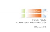 Financial Results Half year ended 31 December 2014 … · APA 1H 15 Results Presentation 3 Sound financial performance $ million 1H 15 1H 14 Change Statutory results EBITDA 849.6