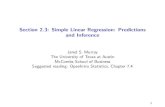 Section 2.3: Simple Linear Regression: Predictions and Inference · 2017. 12. 5. · Simple Linear Regression: Predictions and Uncertainty Two things that we might want to know: I