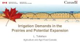 Irrigation Demands in the Prairies and Potential Expansion · 188 ha Prince Edward Island 2000 ha Nova Scotia 3491 ha New Brunswick 1144 ha Alberta 694 966 ha. Mountain Watersheds