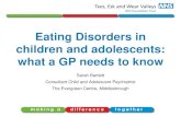 Eating Disorders in children and adolescents: what a GP ...€¦ · Eating Disorders in children and adolescents: what a GP needs to know Sarah Bartlett Consultant Child and Adolescent