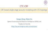 CTC-CRF - 清华大学电子工程系oa.ee.tsinghua.edu.cn/~ouzhijian/pdf/ctc-crf-slides.pdf · Experiments (Comparison with CTC, phone based) Model Unit LM SP dev93 eval92 CTC Mono-phone