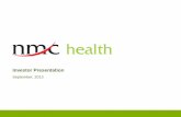 Investor Presentation - nmc.ae · 4 BR Medical Suites (Dubai) USD 9mn Status: Achieved MBZC Medical Centre (AD) USD 10.4mn Status: Achieved Brightpoint Maternity Hospital (AD, Open