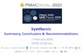 SYNTHESIS Summary, Conclusion & Recommendations · 6 Special events 46 E-poster presentations 696 Submissions of World Art Contest ... financial sustainability and accelerate progress