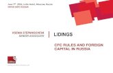 KSENIA STEPANISCHEVA LIDINGS SENIOR ASSOCIATE · KSENIA STEPANISCHEVA SENIOR ASSOCIATE LIDINGS CFC RULES AND FOREIGN CAPITAL IN RUSSIA June 7th 2016, Lotte Hotel, Moscow, Russia INTAX