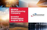Modine Manufacturing Company Investor Presentation August 2018 · Operating income $ 28.5 $ 10.9 Restructuring expenses 8.3 - Impairment charge 1.3 - Adjusted operating income $ 38.1