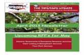 April 2013 Newsletter Upcoming RFP’s for May€¦ · Visit Our website Or call us today for a FREE estimate! (972) 721-9796 Parking Lot Striping Parking Lot Sweeping Asphalt & Concrete