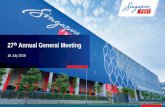27th AGM Presentation - Singapore Post · 2019. 8. 7. · Disclaimer The following presentation contains forward looking statements by the management of Singapore Post Limited (“SingPost”)