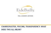 CHARGEMASTER, PRICING, TRANSPARENCY: …...comprehensive listing of items billable to a hospital patient or a patient’s health insurance provider. In practice, it usually contains
