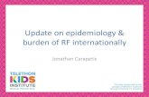 Update on epidemiology & burden of RF internationally · Rheumatic heart disease 15.6 million 282,000 233,000 History of acute rheumatic fever without carditis, requiring secondary