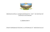 BINDURA UNIVERSITY OF SCIENCE EDUCATION LIBRARY · BINDURA UNIVERSITY OF SCIENCE EDUCATION LIBRARY INFORMATION LITERACY MODULE. UNIT 1 INTRODUCTION TO COMPUTER LITERACY Learning outcomes