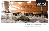 2019 FUNCTION PACKAGEaerialutsfunctioncentre.com.au/wp-content/uploads/2018/11/2019_a… · Your plenary room hire (breakout rooms additional fee) Function room set with pads, pens,