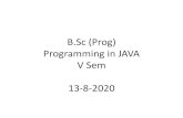 B.Sc (Prog) Programming in JAVA V Sem 13-8-2020 · Java is robust because •It uses strong memory management. •There is a lack of pointers that avoids security problems. •There