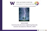 WELCOME Community Services Lightning Rounds Autism ... · autism spectrum disorder: results from a national sample. Academic Pediatrics. 2014; 14(6):624 -631. 3. ... Redefining Potential