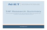 TAP Research Summary - NIET€¦ · Recognizing that an effective teacher is the most important school-based factor impacting student achievement (Darling-Hammond, 2006; Goldhaber,