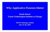 Why Applicative Functors Matter · Derek Dreyer Toyota Technological Institute at Chicago WG2.8 Meeting, Iceland July 16-20, 2007. Matthias Felleisen Gets In a Good Jab • Matthias