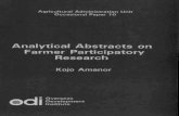 Analytical Abstracts on Farmer Participatory Research...Amanor, Kojo 1956-Analytical abstracts on farmer participatory research. 1. Agriculture. Research projects I. Title II. Series